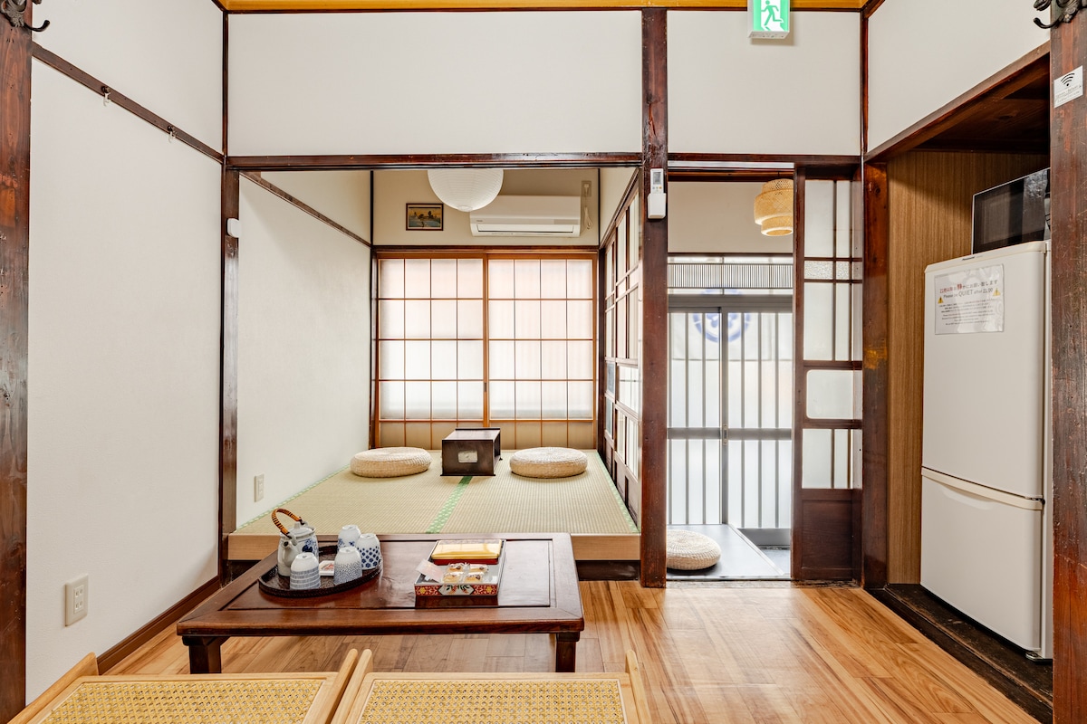 Wooden living room and tatami space at Hanagawaya Asakusa